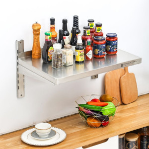 Wandregal aus Edelstahl auf Konsolen - L 600 x T 400 mm - Dynasteel