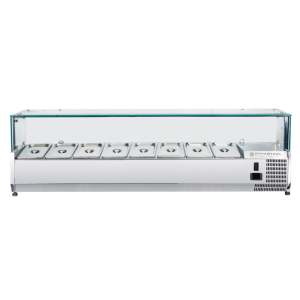 Gekühlte Salatbar zum Aufstellen mit Glas - 8 x GN 1/3 - Dynasteel