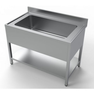 Plonge inox professionnelle - 1 bac avec étagère | CombiSteel