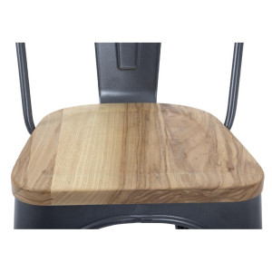 Stoelen van staal met houten zitting - Metallic grijs - Set van 4 - Bolero