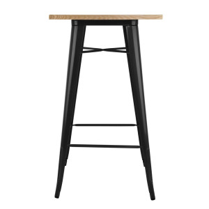 Table de Bar Noire avec Plateau en Bois Bolero - Élégante et Fonctionnelle
