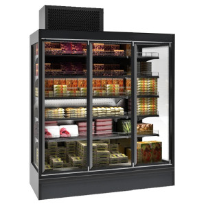 4-Door Wall Refrigerated Display Case Combisteel - Black & LED