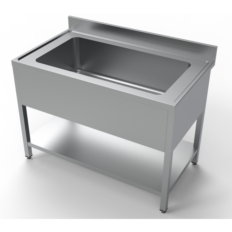 Plonge inox professionnelle - 1 bac avec étagère | CombiSteel