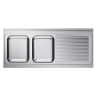 Spoelbak 2 Bakken Inox met Afdruiprek Rechts 1600x700mm - Kwaliteit CombiSteel