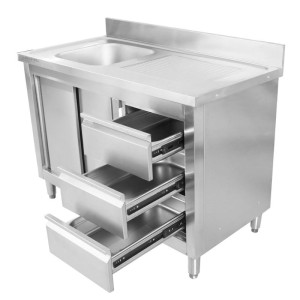 Meubel Spoelbak 1 Bak met Achterwand en 3 Laden - 1200 x 600 mm - Bak Links - Dynasteel