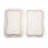 Maaltijdboxen van bagasse met scharnierend deksel - L 228mm - Set van 200 - Vegware